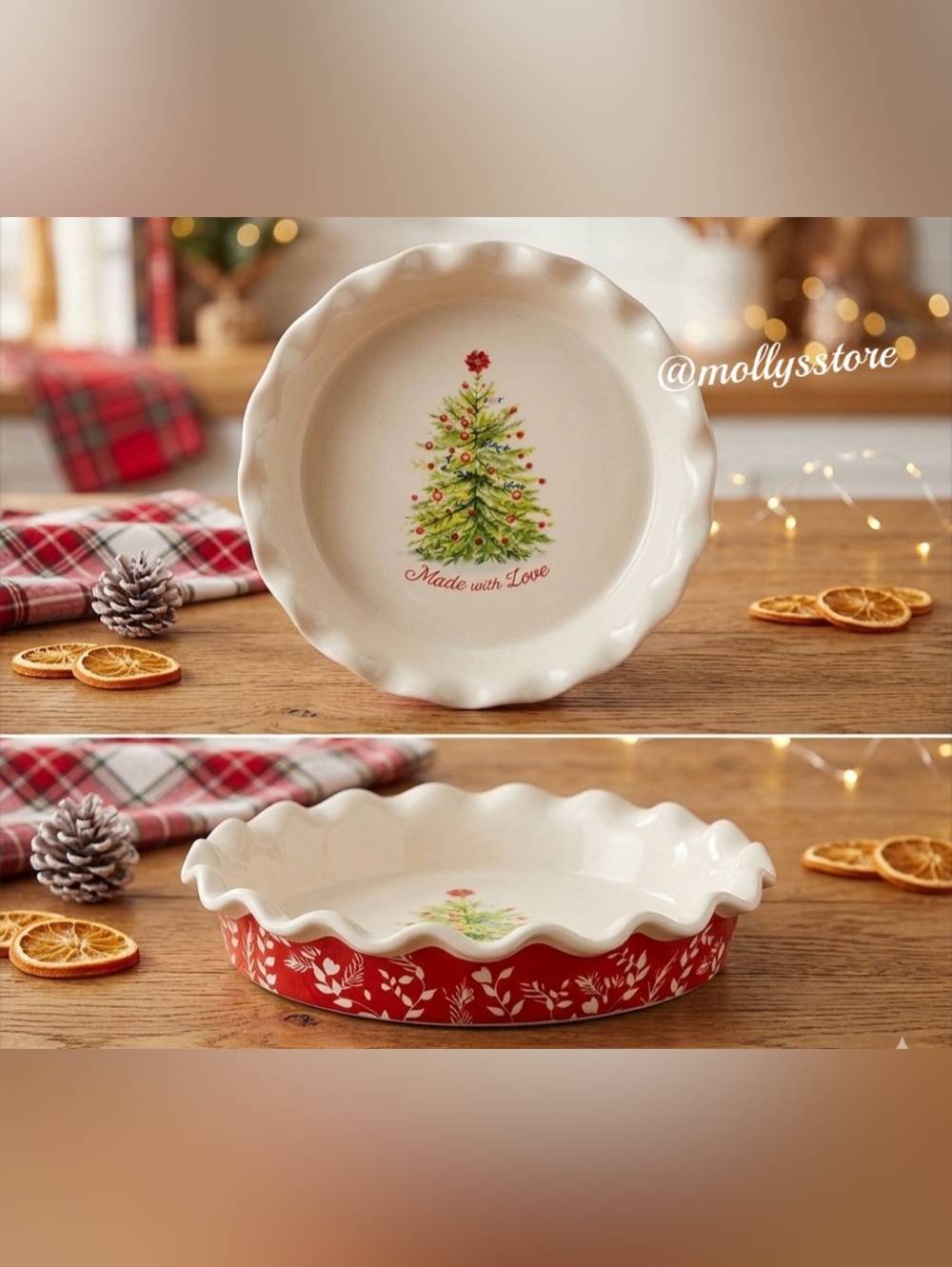 Last One! 💗 NWOT The Pioneer Woman Christmas Holiday Cheer Pie Pan